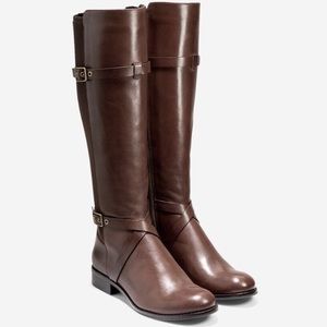 Cole Haan stretch leather knee riding boots Dorian
